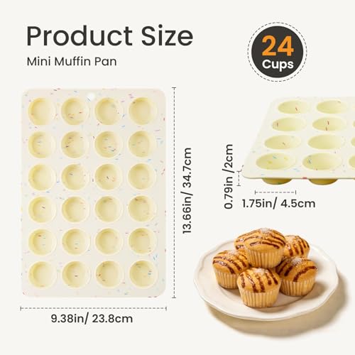 Firstfooby Silicone Mini Muffin Pan, 24-Cup Mini Cupcake Pan for Baking Nonstick BPA Free, Food-Grade Silicone Baking Mold for Egg Bite Muffin Cupcake Pudding by Firstfooby - Used condition - Image 2