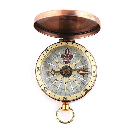 CHENTAOCS Vintage Copper Flip Cover Metal Pocket Watch Compass Camping Hiking Boating Nautical