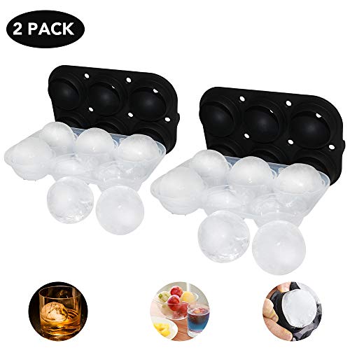 GoZheec Bandeja de Cubitos de Hielo en Forma de Bola, Molde para Hielos de Silicona sin BPA, Moldes de Cubitos de Hielo Esféricos con Embudo para Agua, Cóctel, Whisky, Cerveza (Gris)