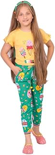Cotton Lycra Plaid 2 Piece Pajamas for Girls - Multicolored 1255-S2211