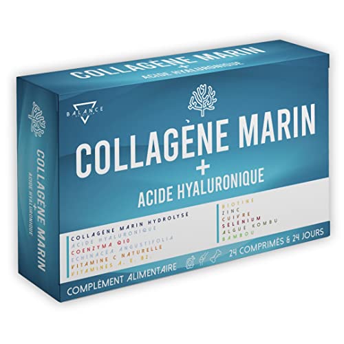 COLLAGENE ET ACIDE HYALURONIQUE | Collagene Marin Acide Hyaluronique | Pour Peau, Articulations et Os | 15 ingrédients actifs dont: Coenzyme Q10, Biotine, Vitamine C A E B2, Aloe, Zinc | 100% Naturel