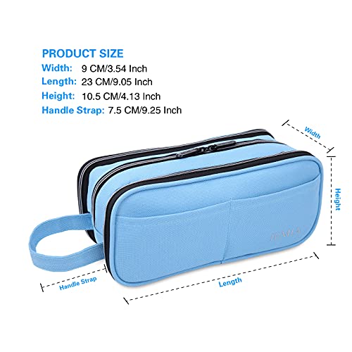 Jemia Multi Compartments Collection 3 Independent Zipper Compartments With Handle Strap Carrying Case (Blue, Polyester) #TOP1