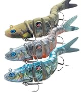 HANDING 3PCS Lifelike Multi-Jointed Swimbait, Bass Fishing Lure for Freshwater and Saltwater, Slo...
