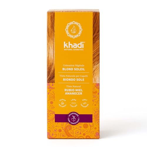 khadi BIONDO SOLE Tinta naturale per capelli - Tinta per capelli per un biondo brillante estivo fino alle sfumature rame - 100% naturale e vegana - 100 g