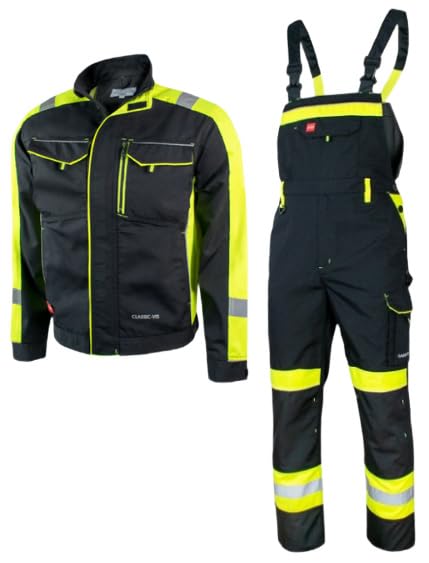 KEILOR Conjunto de mono de trabajo para hombre con chaqueta de trabajo y peto con bolsillos en las rodillas