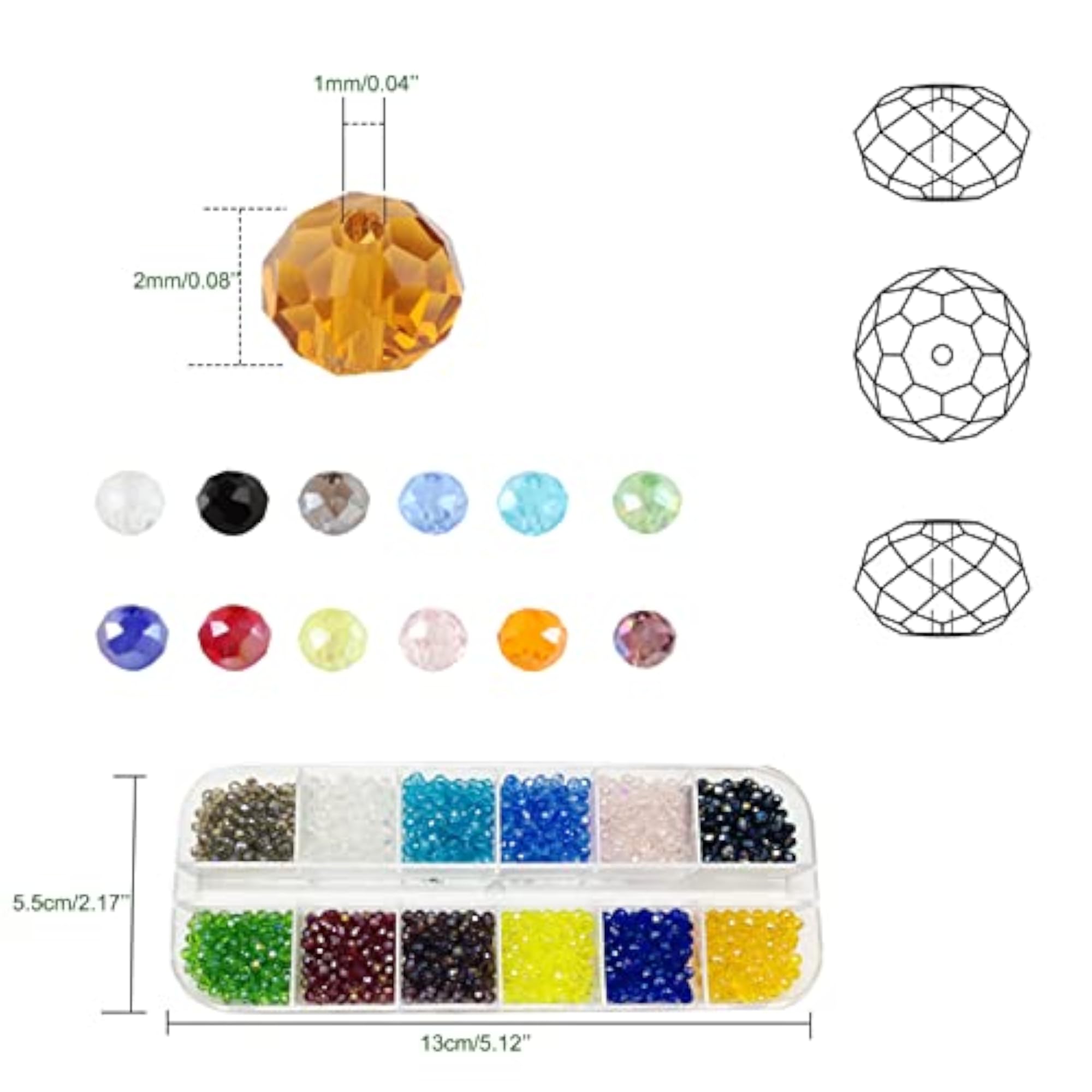 2mm Crystal Glass Beads, Electroplate AB Color