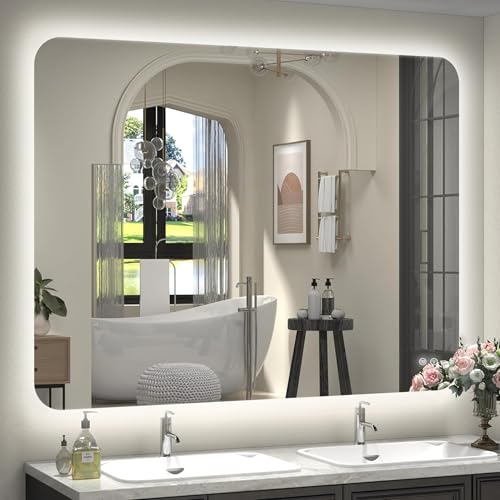 48 x30 inch Lighted Mirrors for Bathroom Wall Backlit Rectangular...