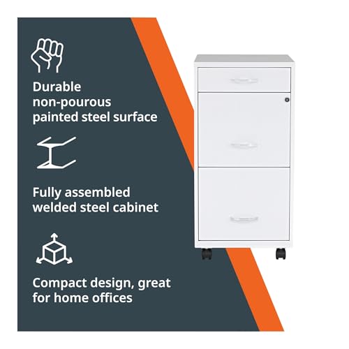Lorell LYS SOHO Box/File/File Mobile White File Cabinet, 3 Drawer, 26.5 x 14.3 x 18 in by Lorell - Image 2
