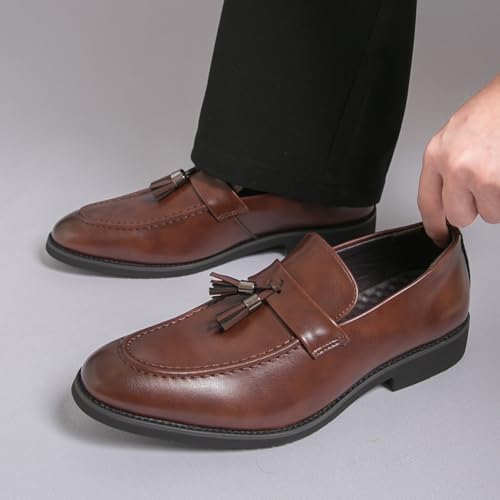Mocasines para hombre estilo británico con borlas de cuero sintético ligero 2