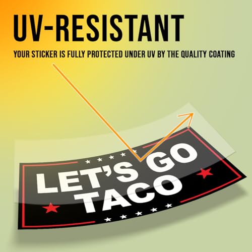 Image of Subtle Let's Go Taco Bumper Sticker Anti Funny Leftist Feminist Social Justice Human Rights Black Vinyl Decal for Car Truck, Waterproof UV-Resistant 7.5x3.75in