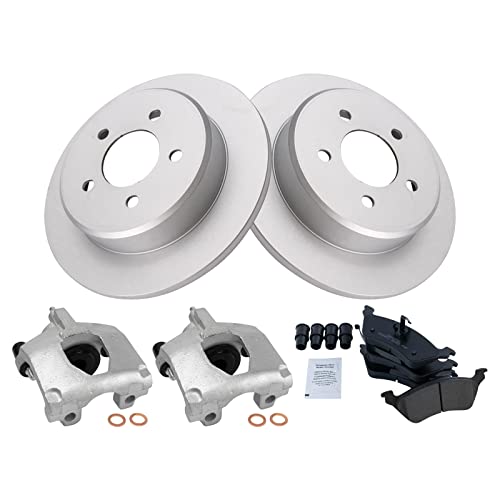 Image of TRQ Rear Brake Pad and Rotor Set Ceramic G Coated Rotors Calipers