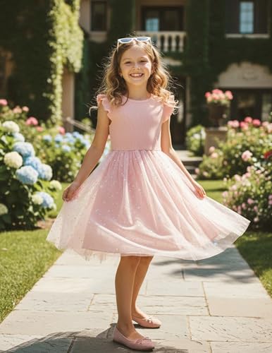 Image of PATPAT Girl's Tulle Dress Tutu Party Birthday Poster Formal Fancy Flower Princess Dresses