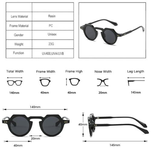 Lunettes de soleil rondes rétro à rivets LVTFCO nuances vert fluorescent taille unique - 7