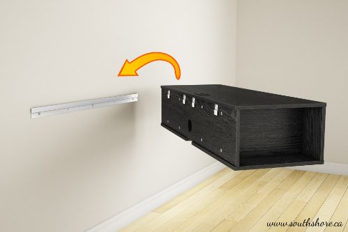 South Shore City Wall Mounted Media Audio/Video Console, Black Oak - Thumbnail 5