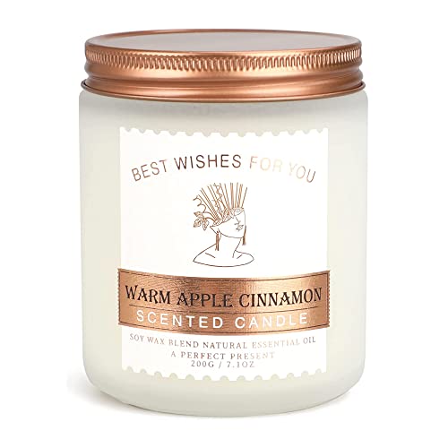 Scented Candles Gifts For Women, Cinnamon & Apple Candles For Home Decoration, Soy Wax Candles - 7 Oz 45 Hour Burn Time | Aromatherapy Candles Gifts For Valentines Day #TOP18