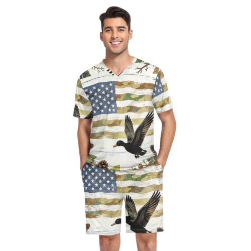 Camisa de pijama para hombre manga corta camuflaje pato caza
