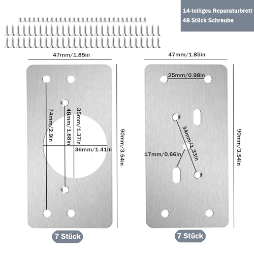 Avtytsda 14 Pcs Hinges Repair Plate, Stainless Steel Hinges Repair Brackets Kit - Image 2