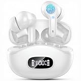 Wireless Earbuds, 48Hrs 2026 Bluetooth Headphones, Hi-Fi Stereo Deep Bass Ear Buds, ENC Noise Cancelling Mic, Clear Calls, IP-X7 Waterproof, USB Sport Earphones in Ear for Phones Laptop Pad, White
