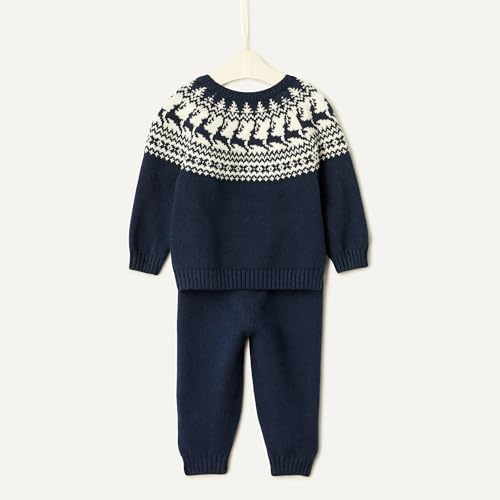 Amazon Essentials Baby Boys' Cotton-Nylon Sweater Set, Navy Ivory Scenic Fair Isle, 6-9 Months by Amazon Essentials - Image 5