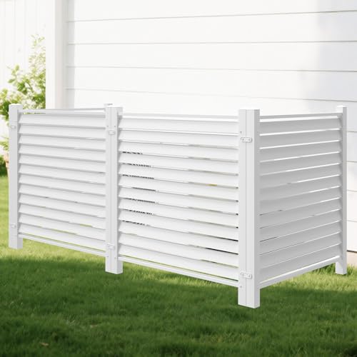 No Dig Air Conditioner Fence PVC Privacy Screen Trash Can Fence Swimming Pool Equipment Enclosure Outdoor Privacy Walls for HOA (44" H x 36" W x 4)