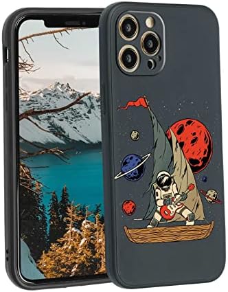Compatible with iPhone 12 Pro Max Case, Moon Star Pirate Astronaut Play The Guitar Rock Graphic Design for iPhone Case Men Boys,Soft Silicone Protective Trendy Anti-Scratch Case for iPhone
