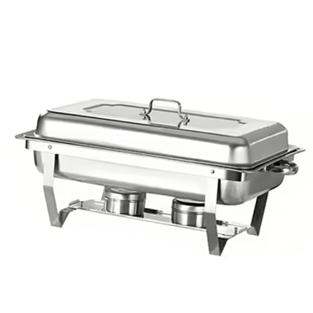 Chafing Dish INOX - Aparador calefactor de platos de acero inoxidable rectangular para aparador de restaurante Pique Nique, depósito de combustible, marco plegable (55 x 35,5 x 26 cm (2 piezas) (2))