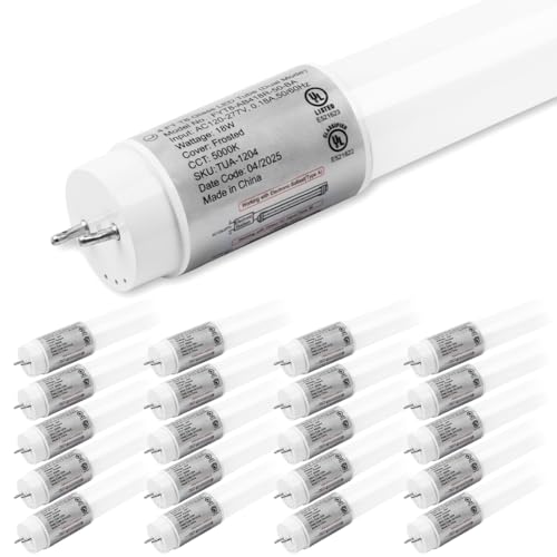 20 Pack 4FT LED T8 Hybrid Type A+B Light Tube, 18W, Plug & Play or Ballast Bypass, Single-Ended OR Double-Ended, 5000K, 2400lm, Frosted Cover, T8 T10 T12 for G13, 120-277V, UL Listed