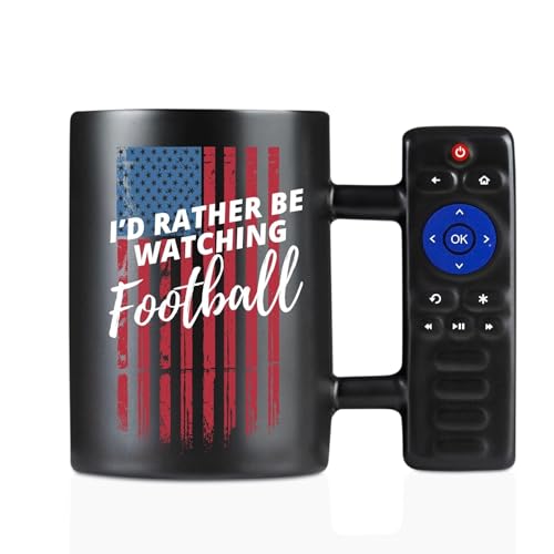 Onebttl Football Gifts, Funny Football-themed Coffee Mug with Controller Handle for American Football Lovers, Football Players, Coaches, Dad - I\'d Rather Be Watching Football 13.5oz/400ml