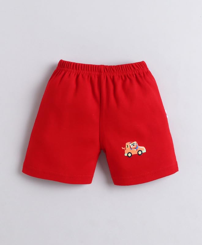 Image of BUMZEE Boys Regular Fit Cotton Graphic Print Regular Above Knee Length Shorts Pack of 4