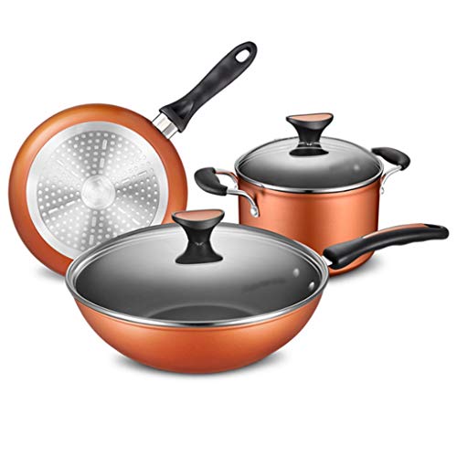 SHAWLA - Sartén antiadherente de acero inoxidable para el hogar, sin revestimiento, para cocinar la parte inferior compuesta de revestimiento múltiple, fácil de limpiar