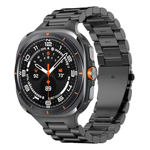 MoKo Metal Band Compatible with Samsung Galaxy Watch Ultra Bands 47mm (2024) for Men Women, Stainless Steel Replacement Watch Strap for Samsung Galaxy Watch 7 Ultra Band, Black