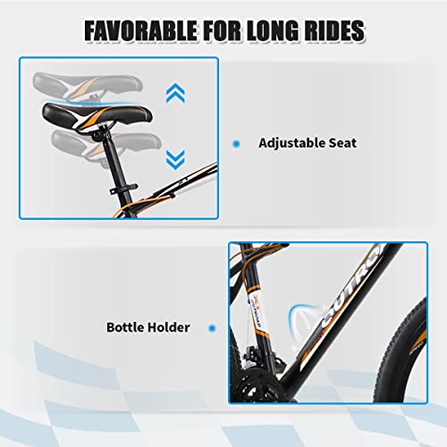 Marknig 26 Inch Mens Mountain Bike With Suspension Fork, 21 Speed Drivetrain, High Carbon Steel Frame Outdoor Cycling Bike, Dual Disc Brake Mtb For Adult Youth, Multiple Colors (X1-Orange) #TOP4