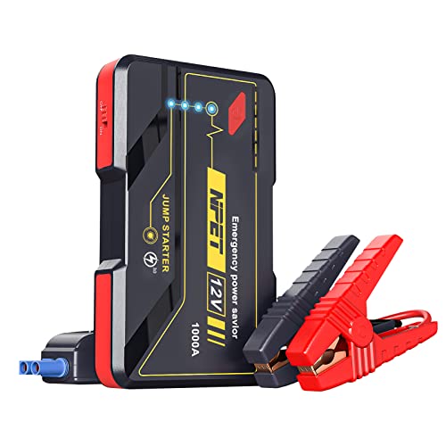 NPET P4F 1000A Peak 10000mAh Car Battery Jump Starter - for up to 6.0L Gasoline/3.0L Diesel Engines, 12V Auto Battery Booster Pack, Portable Power Bank with USB Quick Charge 3.0
