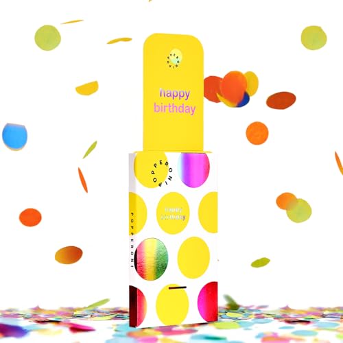 POPPERONI Confetti Popper Birthday Card Pop Up Surprise Greeting Cards Funny Congratulations Gift Idea for Party