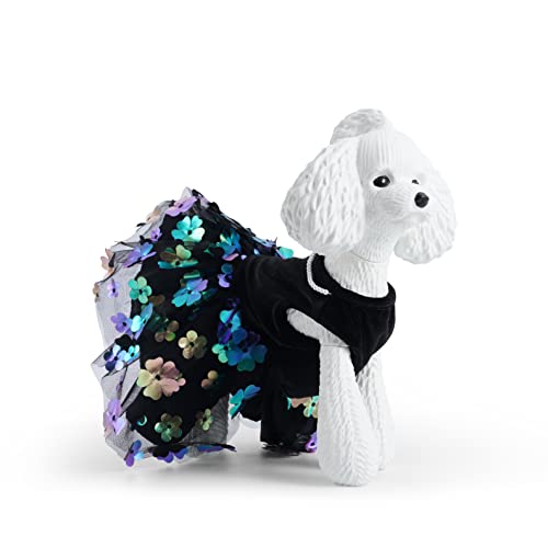 P.retty.dg Dog Dresses For Small Dogs Girl Dogs Cats Black Dress With Flowers Pet Elegant Floral Dresses Fashion Dogs Clothes Female Puppy Dresses Summer Dress Party Dress Dog Princess Dress Black Xl #TOP4