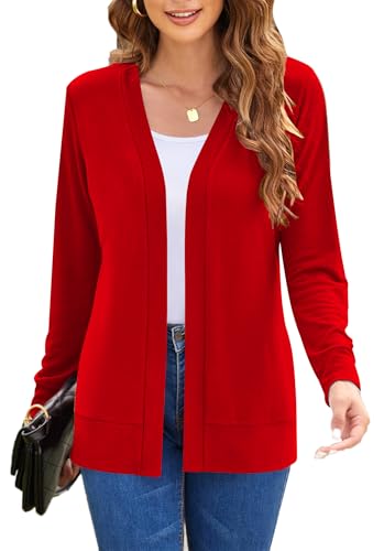 Image of Womens Casual Lightweight Long Sleeve Cardigan Flowy Soft Open Front Knit Cardigan Sweaters