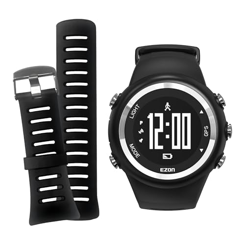 EZON T031 GPSランニングウォッチ スピード、距離、ペースアラーム、カロリーカウンター、ストップウォッチ付き 男性用 ブラック （TPU 替えバンド GPS ウォッチ）。 Amazon.co.jp: EZON T031 GPSランニングウォッチ スピード、距離