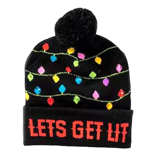 Natal com luzes LED, gorro malha iluminado, Headwear colorido piscando dos chapéus do Natal, favores