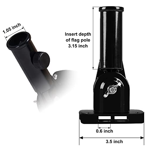 NQ 2 in 1 Multifunctional Adjustable Flagpole Bracket Heavy Duty Aluminum All Weather Flag Display Holder，Wind Resistant, Black Powder Coated Finish, 1" Inner Diameter(1 Pack,Black) by NQ - Used condition - Image 5
