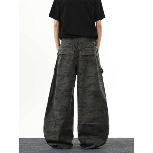 Barrel Jeans Men Camo Cargo Baggy Skater Denim Pants Streetwear High Waist Barrel Leg Bottoms Camouflage Loose Fit Casual4