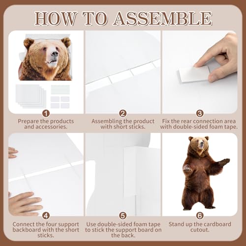 image for APUDWN 4FT Brown Bear Cardboard Cutout Life-Size Animal Cutout Realist