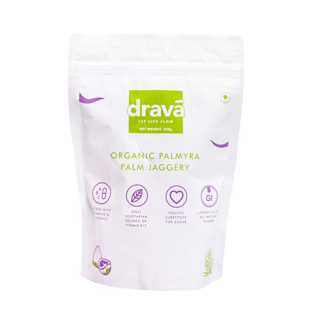 Drava Organic Palmyra Palm Sugar Low GI Palm Jaggery with Trace