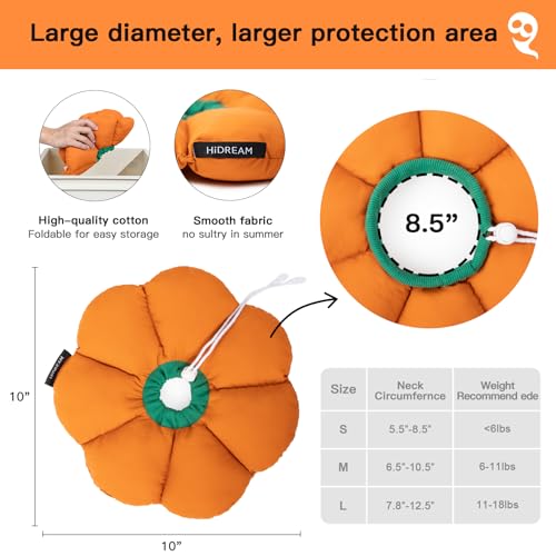 Image of Cat Cone Collar,Cute Waterproof Recovery Collar,Anti-Bite Lick Wound Healing Safety Elizabethan e Collar for Cats,Orange Pumpkin Cat Halloween Costume