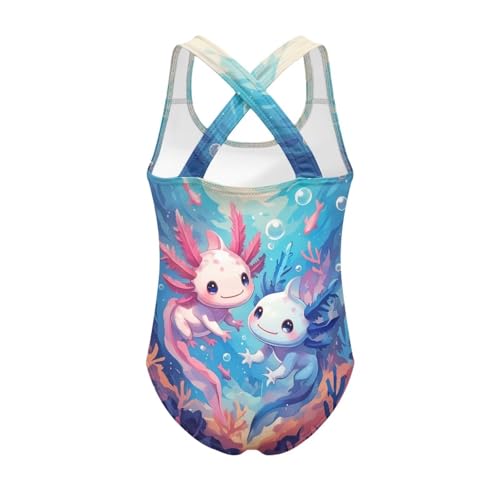 Image of Xpyiqun Swimsuit for Girls One Piece Bathing Suits Size 5-14 Sleeveless Swimwear Cross Shoulder Strap Swimming Wear