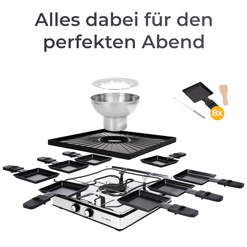 Raclette-Fondue-Set Klamer für 8 Personen Kombi-Grill und Fondue