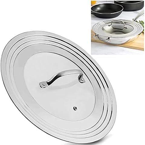 Stainless Steel Universal Lid for Pots, Pans and Skillets - Fits 7 In to 12 In Pots and Pans - Replacement Frying Pan Cover and Cast Iron Skillet Lid Cover