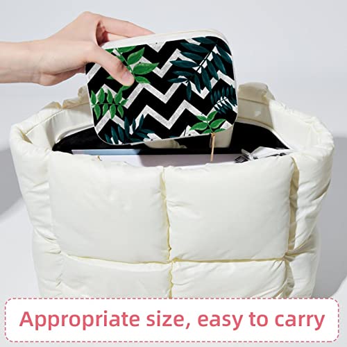 Écrin à bijoux portable zigzag et feuilles sombres haut de gamme - 7