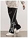 SHENHE Men's Casual Cross Print Loose Pants Straight Leg Drawstring Baggy Pant Trousers Black X-Large
