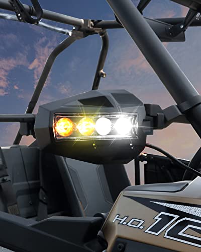 Novsight Utv Side View Mirrors With Lights, 4 Modes Atv Rear View Mirror Light Led Spot Light Fit All 1.6"-2" Roll Bar, Off Road Lighted Side Mirror For Utv Atv Polaris Arctic Cat Yamaha Can-Am Cfmoto #TOP2