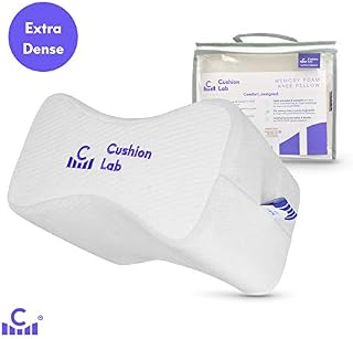 Cushion Lab Extra Dense Orthopedic Knee Pillow for Side Sleepers w/Hypoallergenic Cover